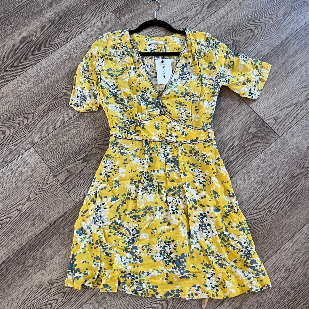 Floral Yellow Wrap Dress
